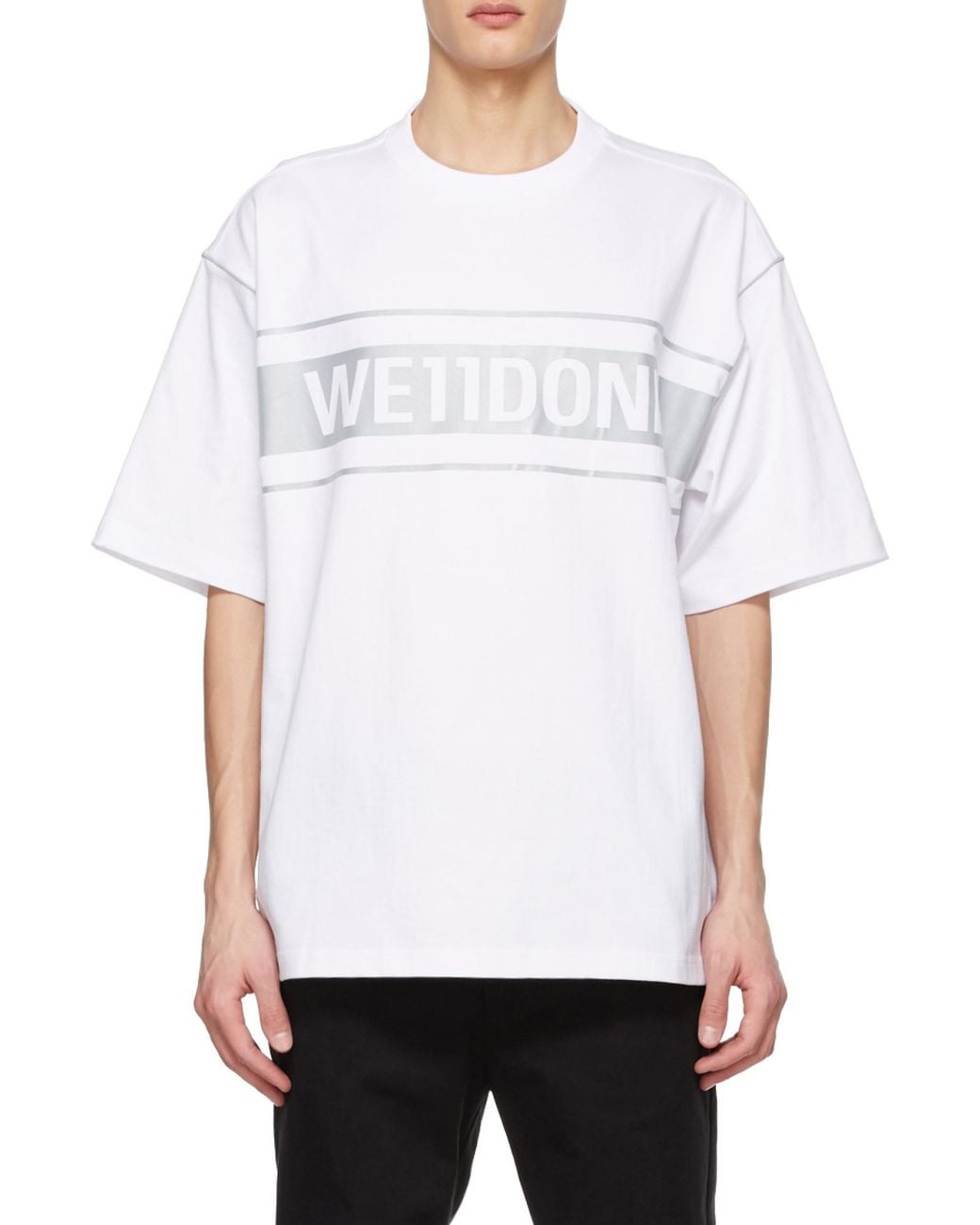 we11done White Logo Printed T-Shirt for men