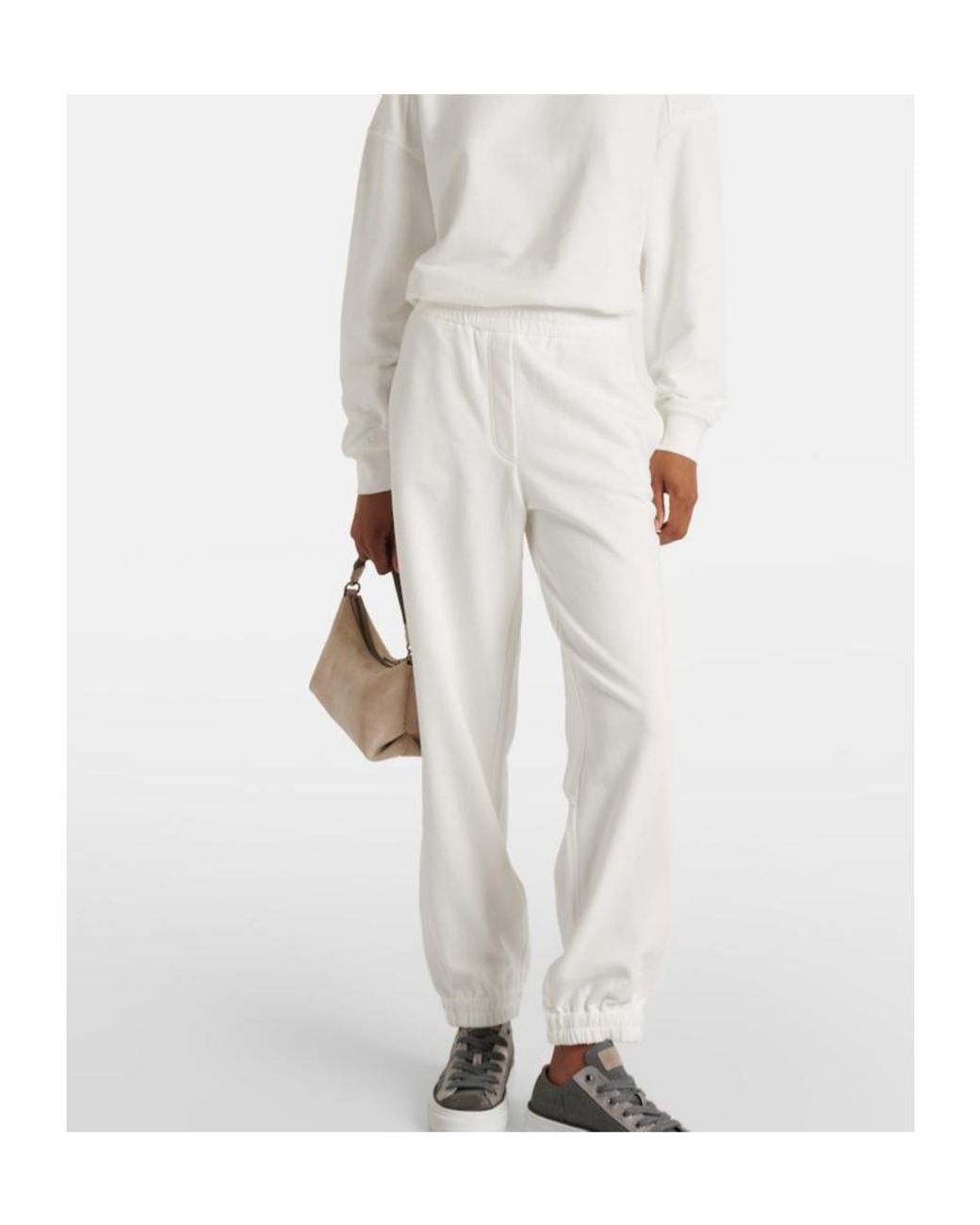 Brunello Cucinelli White Cotton Jersey Sweatpants