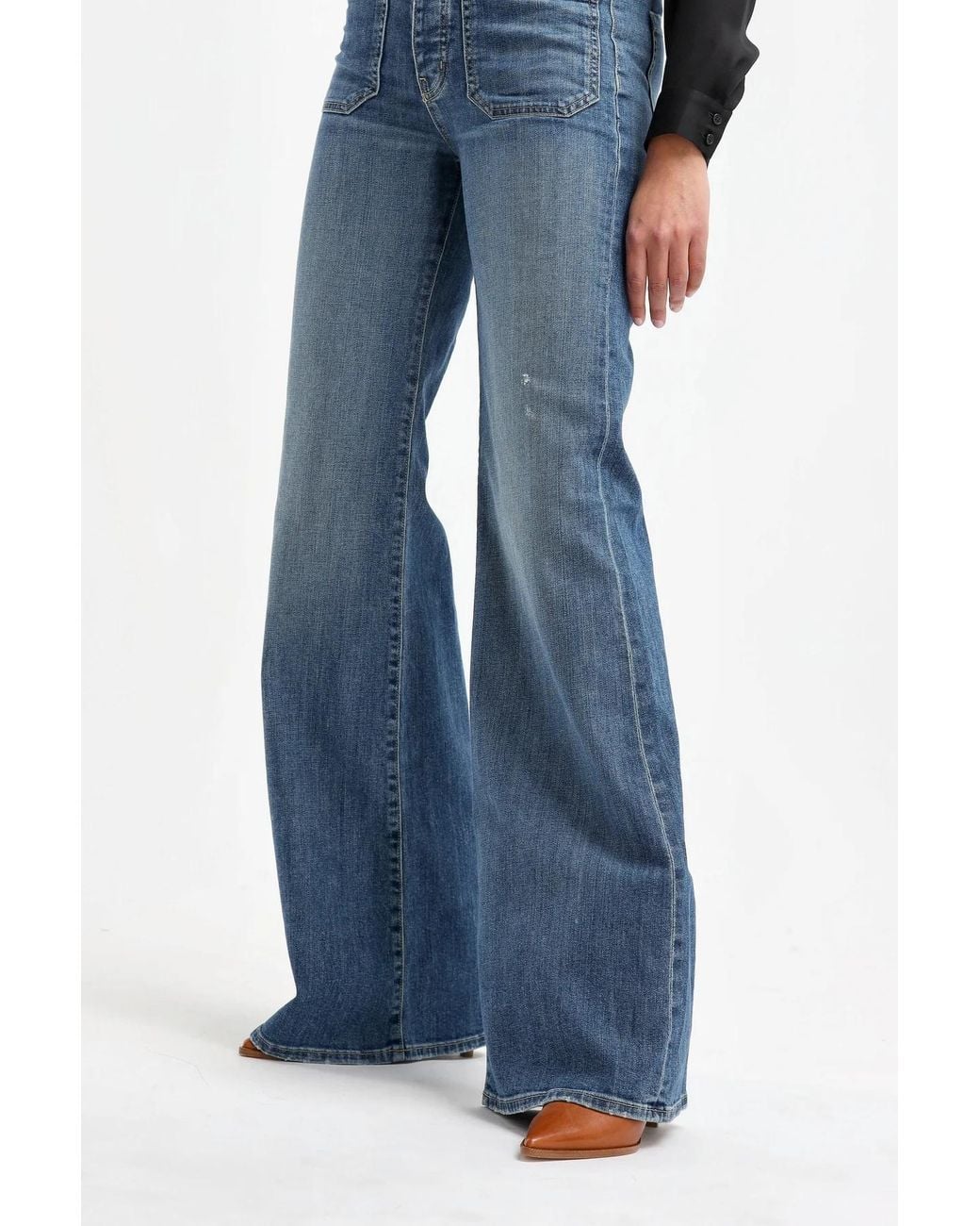 Nili Lotan Blue Mid-Rise Wide-Leg Trousers