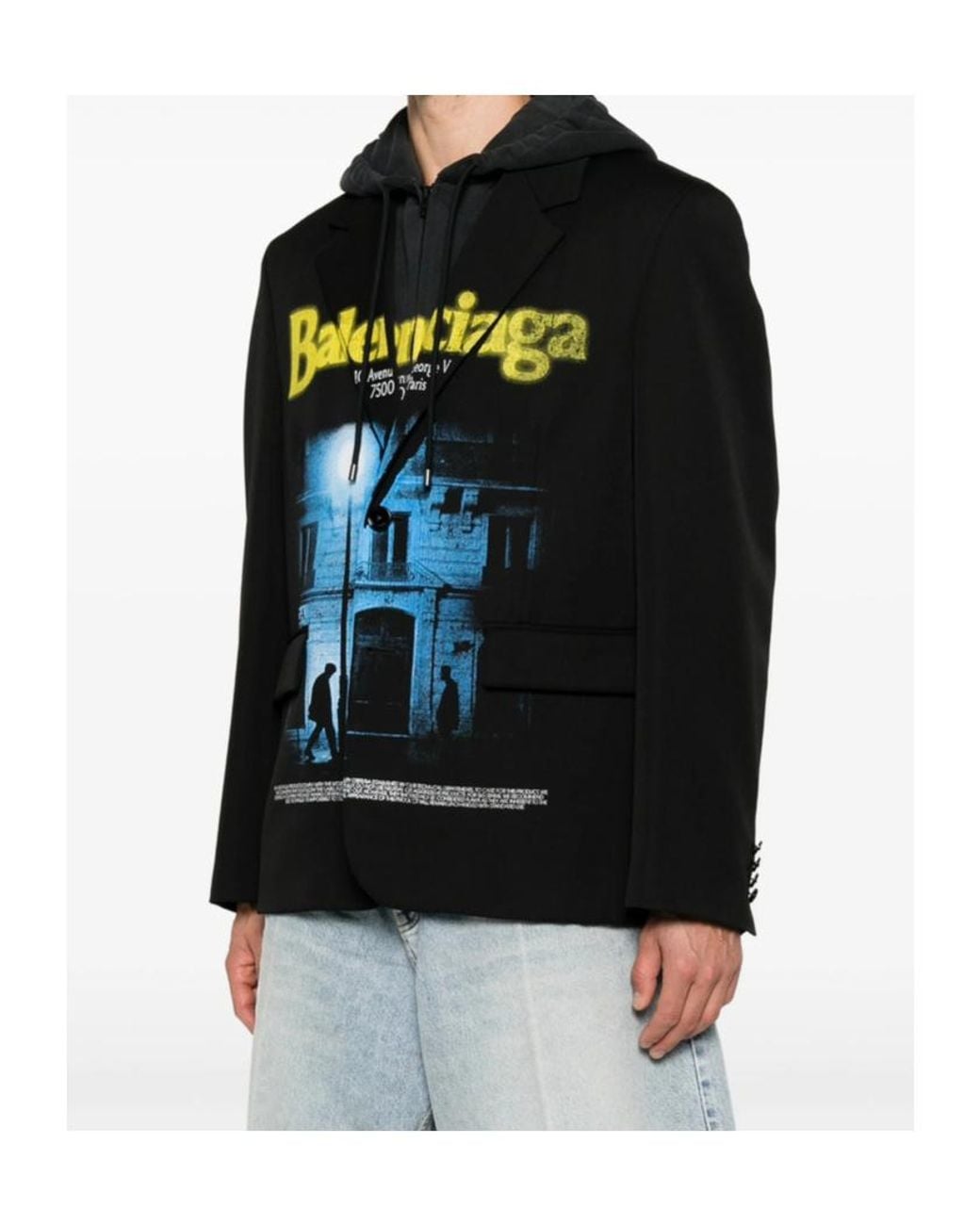 Balenciaga Black Layered Hooded Jacket for men