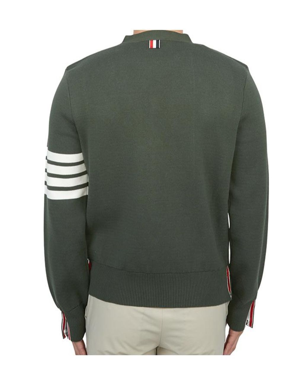 Thom Browne Green Bar Cotton Cardigan for men