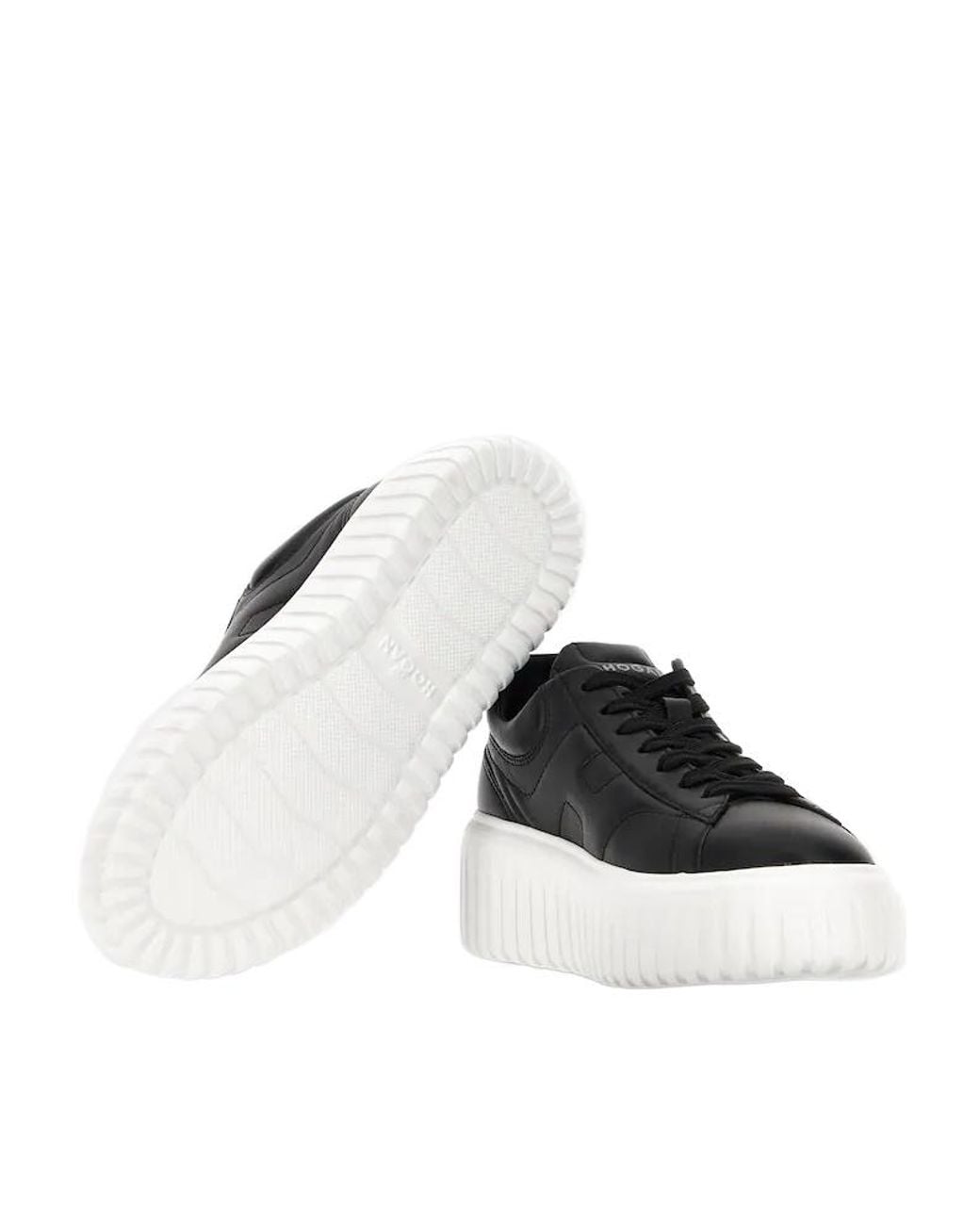 Hogan Black H-Stripes Embellished Lace-Up Sneakers