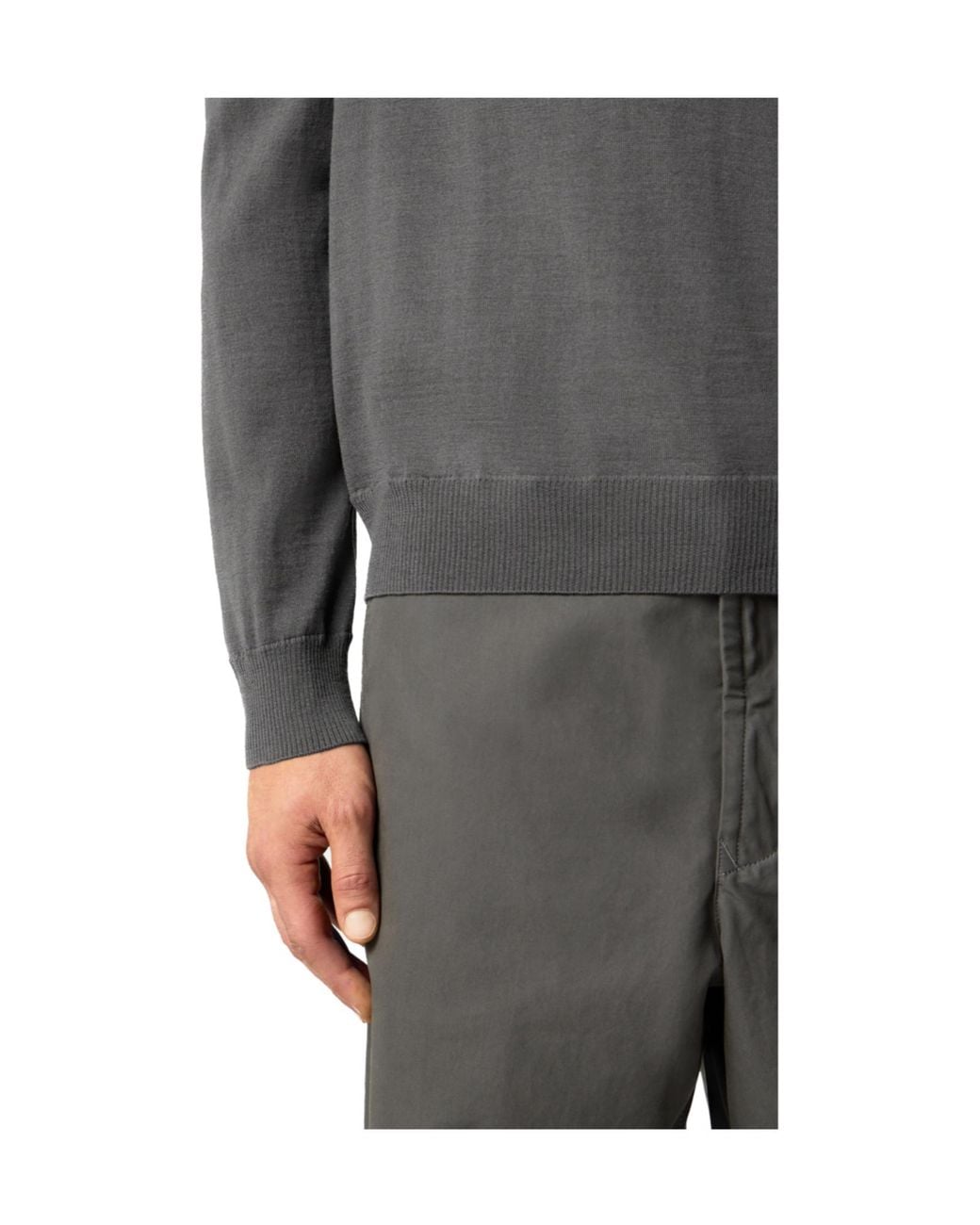 Stone Island Gray Logo Patch Roll-Neck Jumper for men