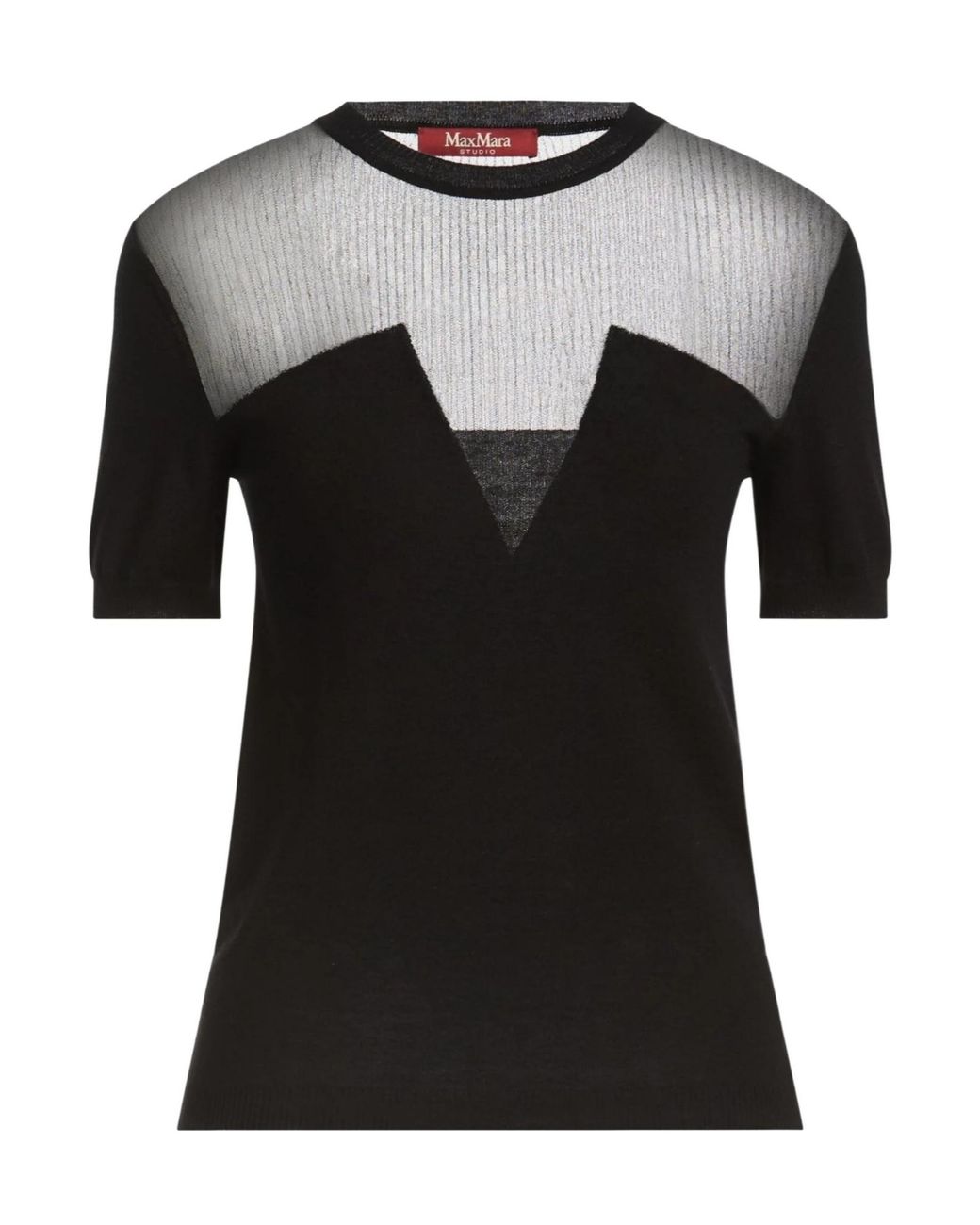 Max Mara Black Solid-Color Short-Sleeved Knitted Top