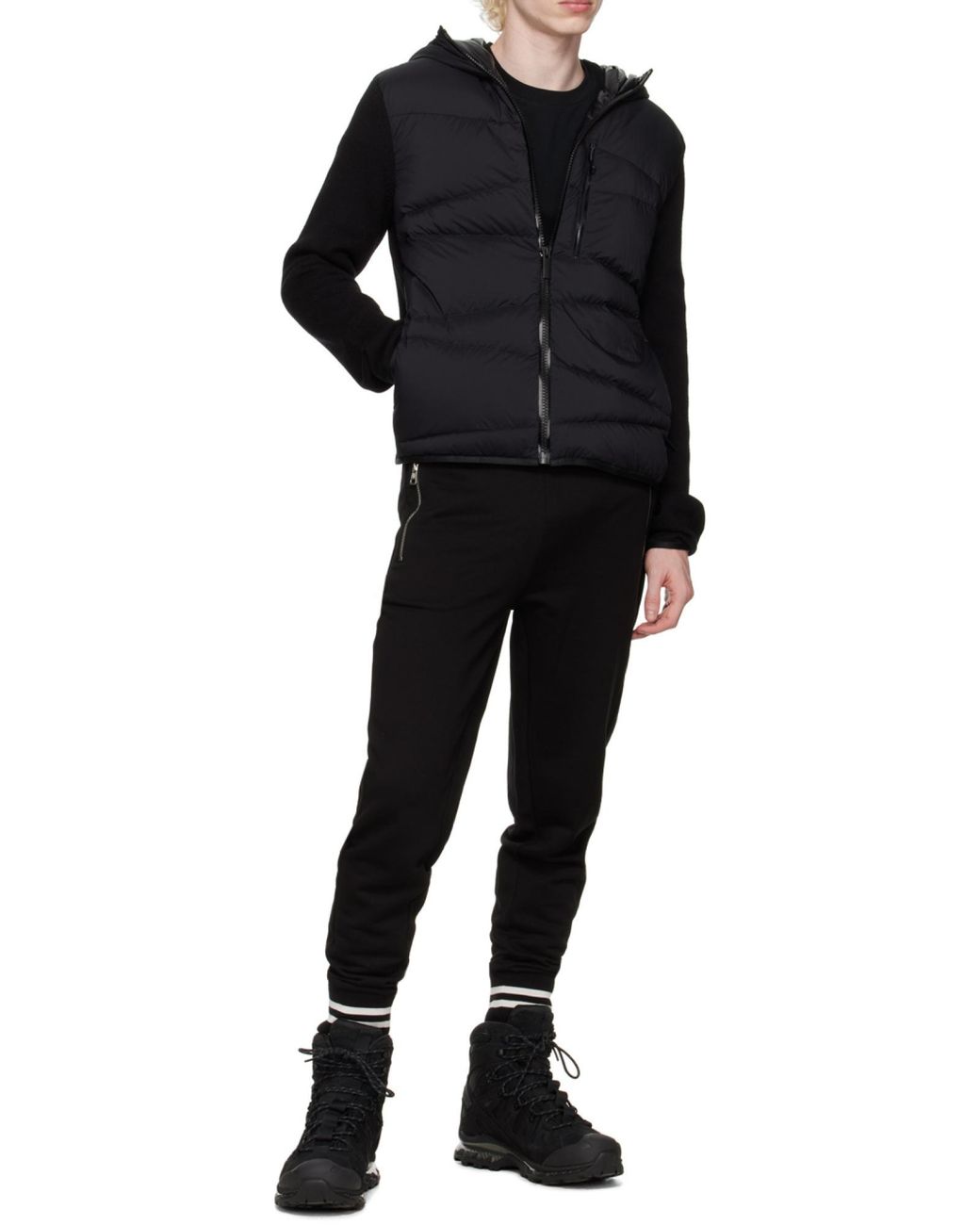 Moncler Black Padded Wool Hoodie for men