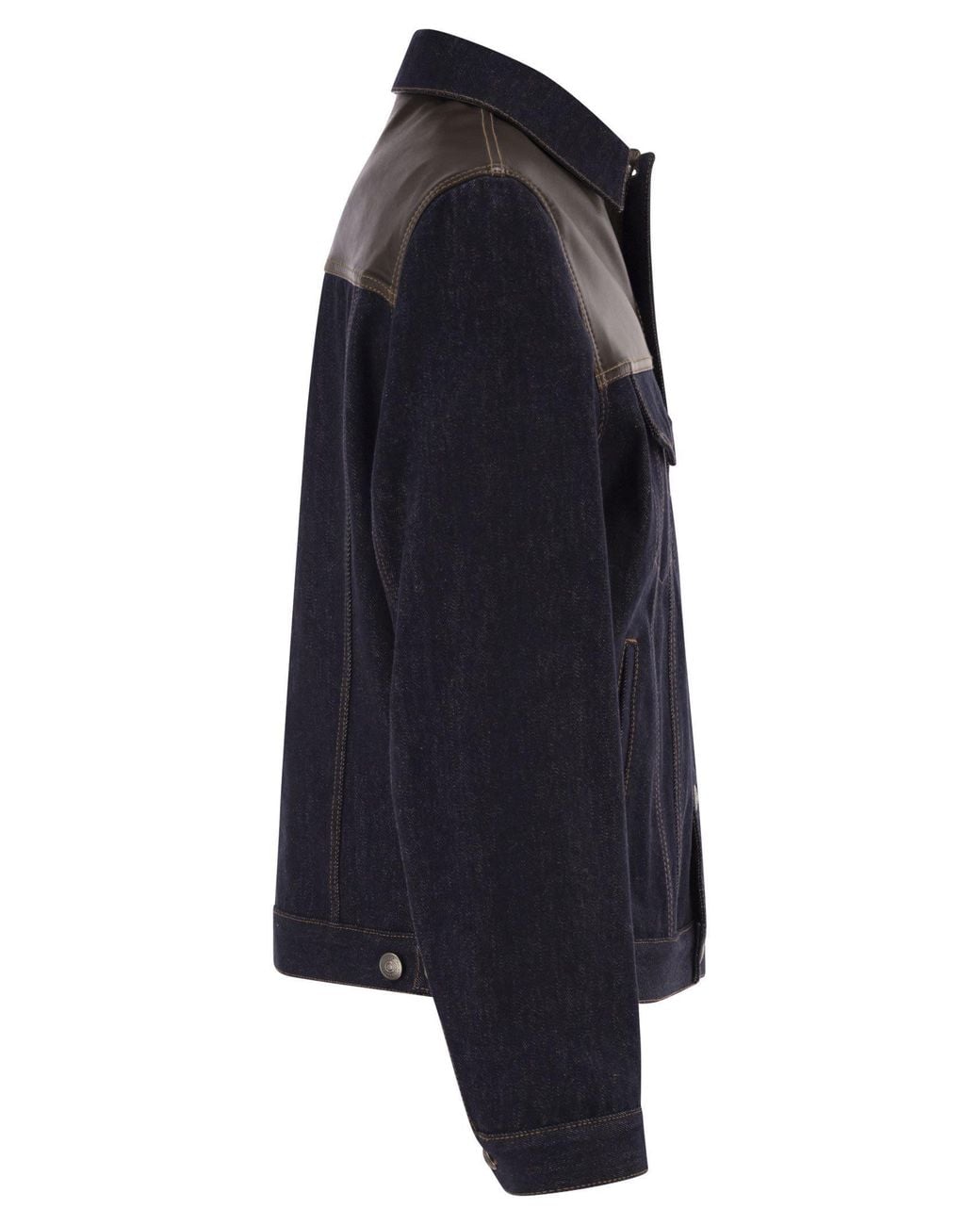 Brunello Cucinelli Blue Paneled No-Fade Denim Four-Pocket Jacket for men