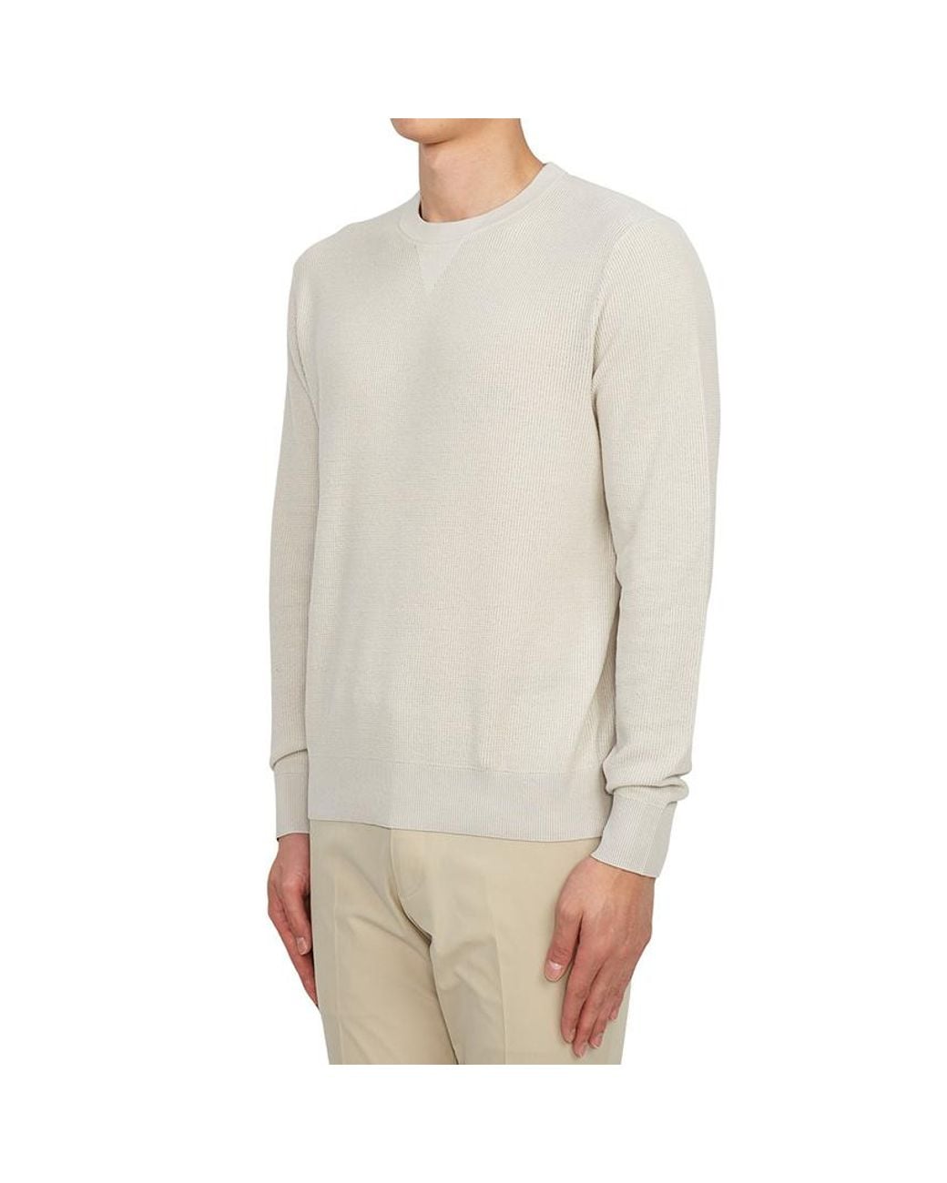 Theory White Crew-Neck Ribbed-Knit Jumper for men