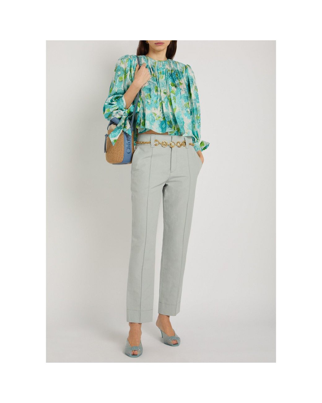 Chloé Blue Printed Silk Short Top
