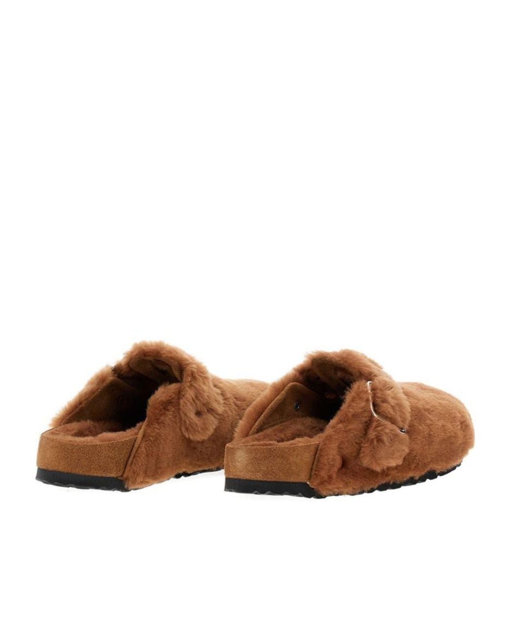 Birkenstock Brown Boston Lamb Fur Flat Shoes