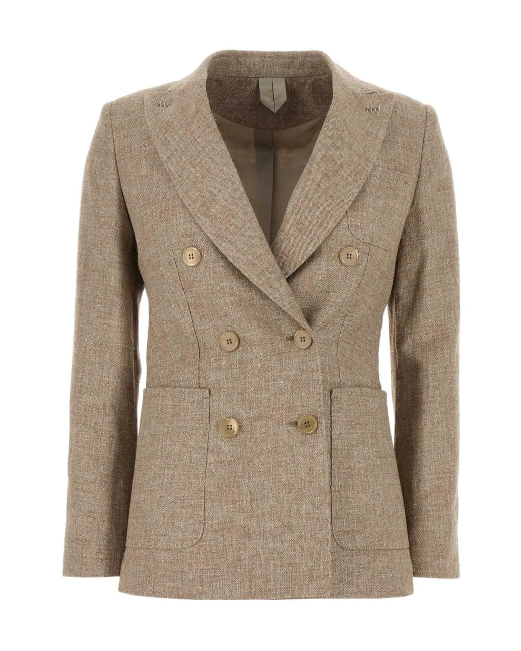 Max Mara Natural Targa Double-Breasted Long-Sleeved Jacket