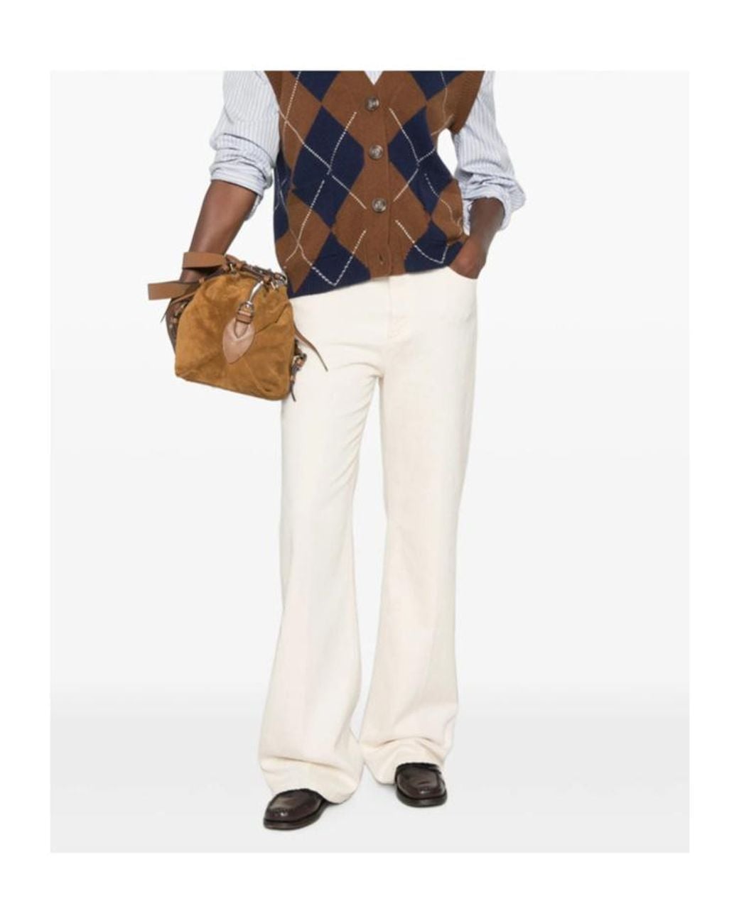 Seafarer White Logo-Patch Wide-Leg Jeans