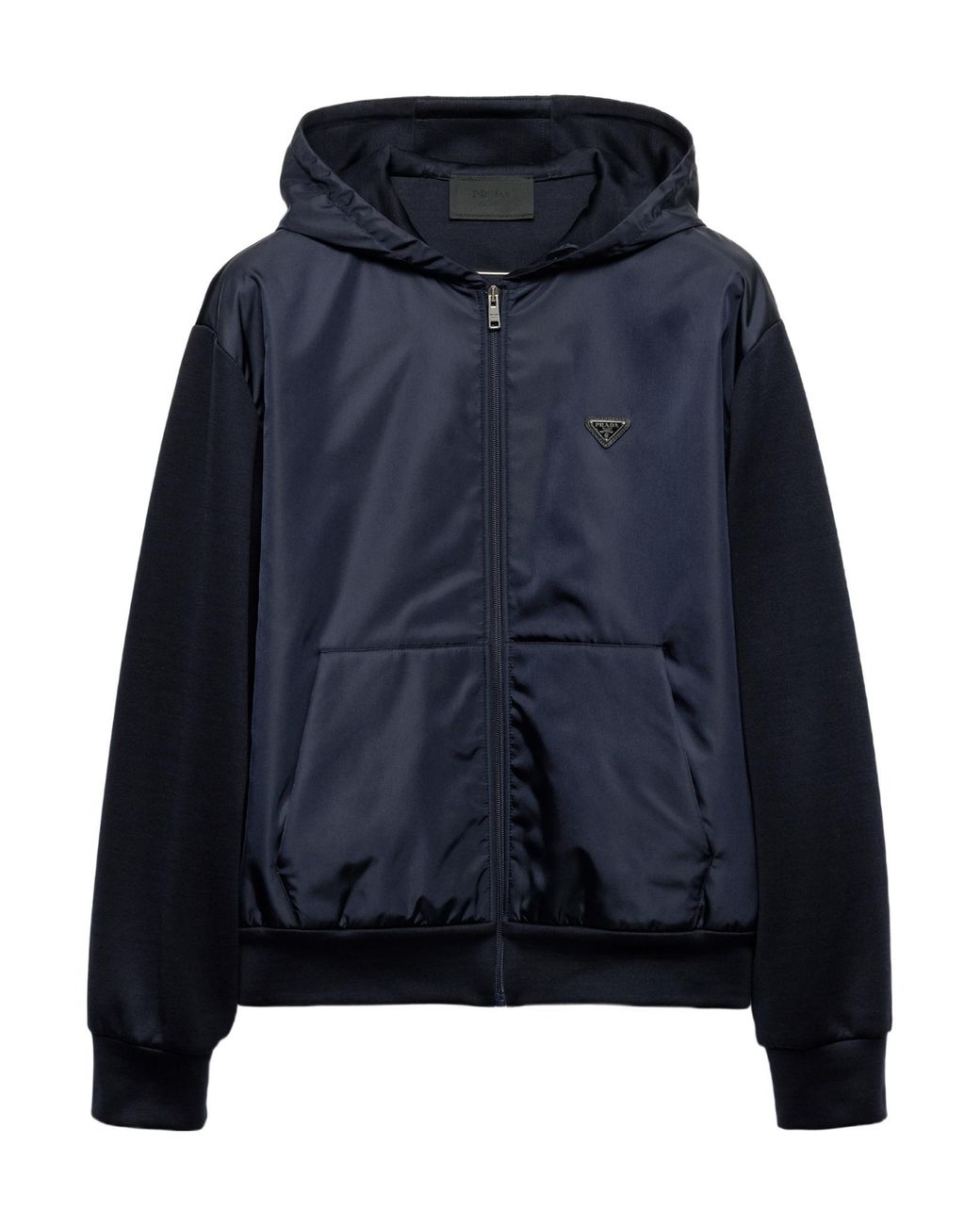 Prada Blue Zip-Up Hooded Jacket for men