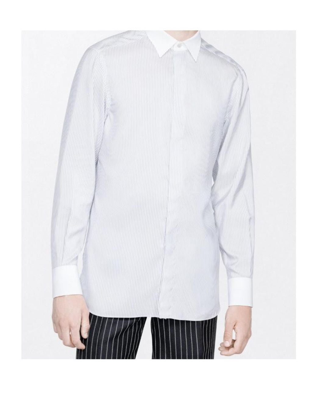 Tom Ford White Silk Ladder Stripe Fluid Fit Shirt for men