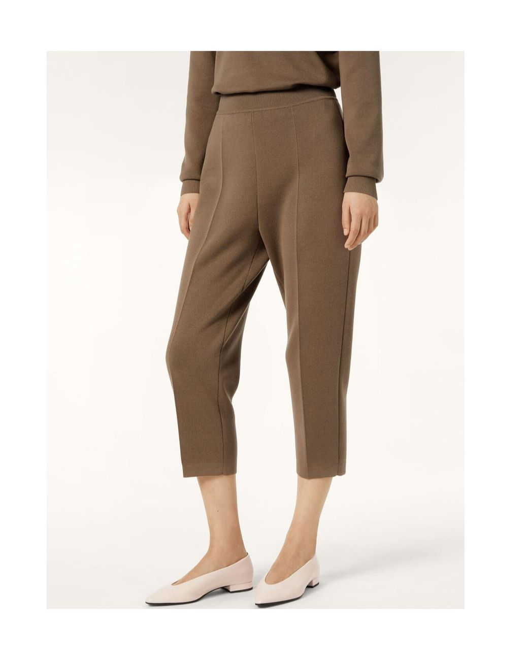 Loro Piana Brown Elastic Ribbed Waist Knitted Casual Pants