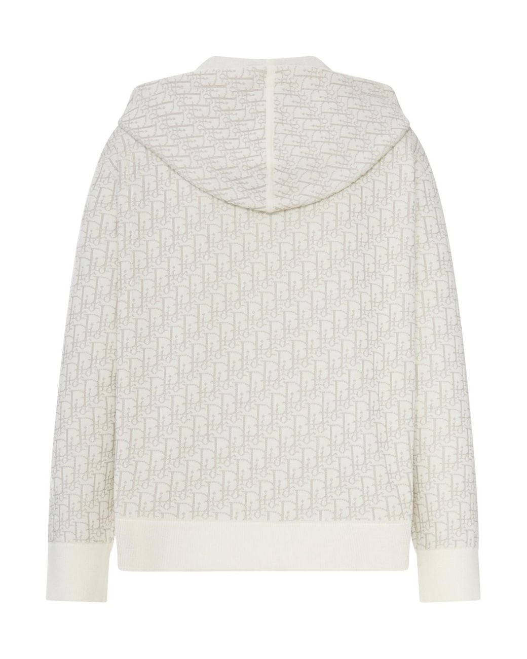 Dior White Long-Sleeved Hooded Sweatshirt