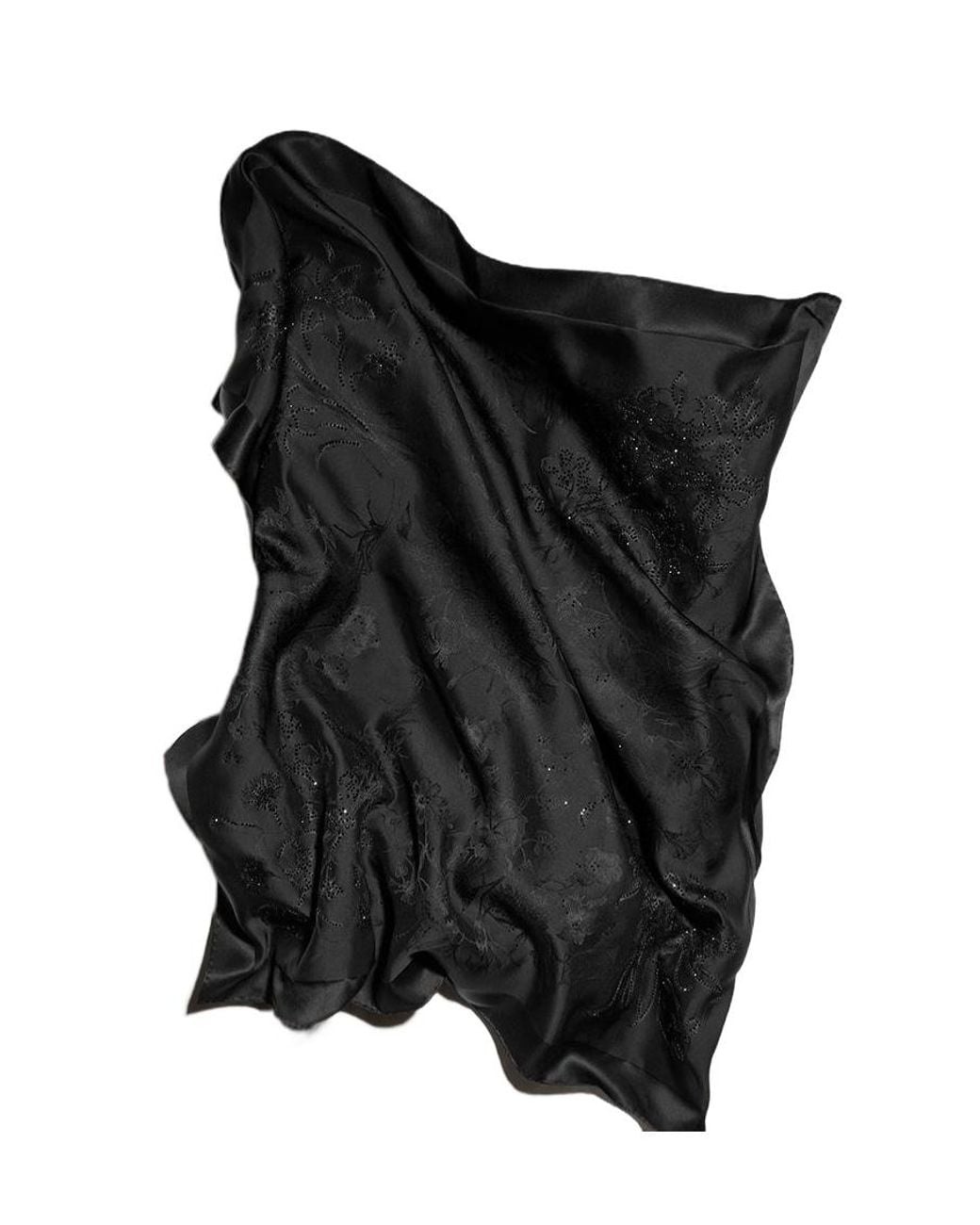 Gucci Black Flora Square Scarf