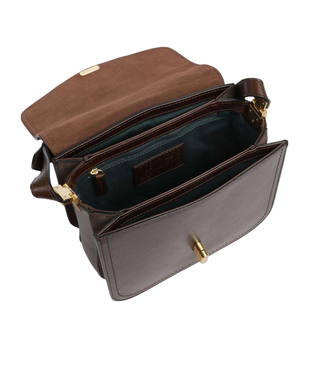 The Bridge Black Leather Twist-Lock Shoulder Bag