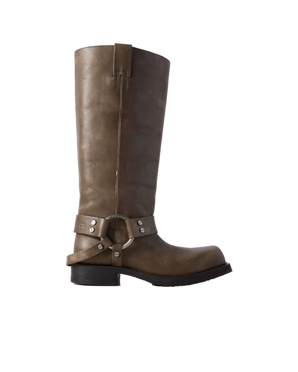 Acne Brown Square-Toe Knee-High Boots