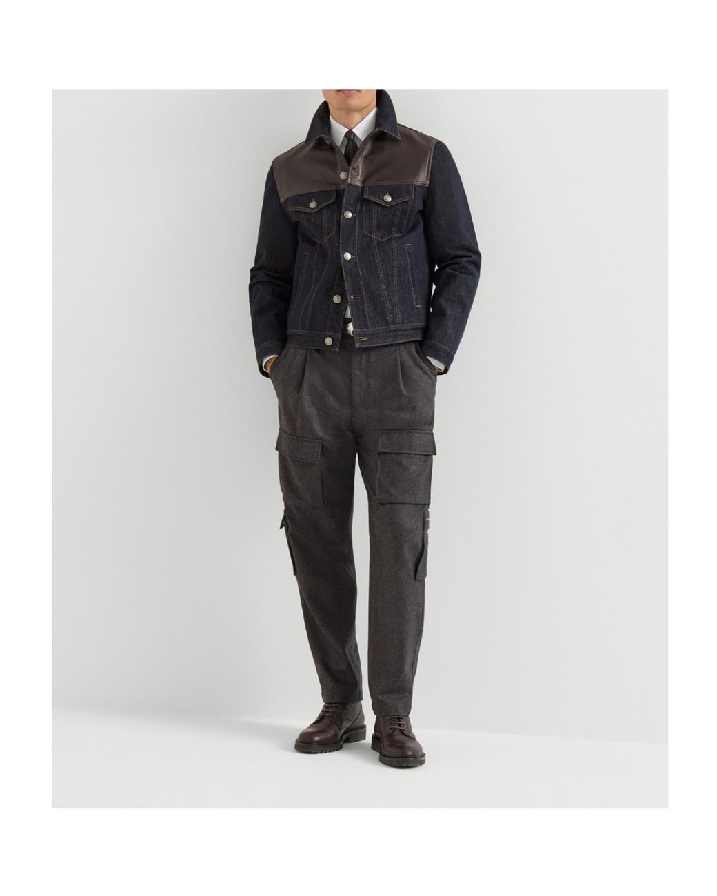 Brunello Cucinelli Blue Paneled No-Fade Denim Four-Pocket Jacket for men