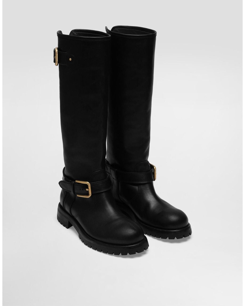Dolce & Gabbana Black Buckle Detailed Biker Boots