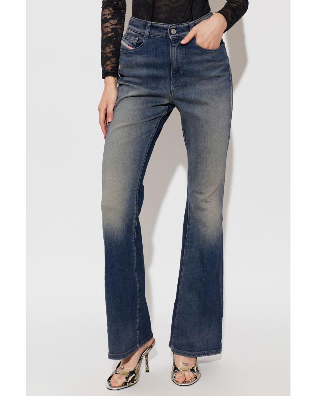 DIESEL Blue Logo Detail Flared Jeans