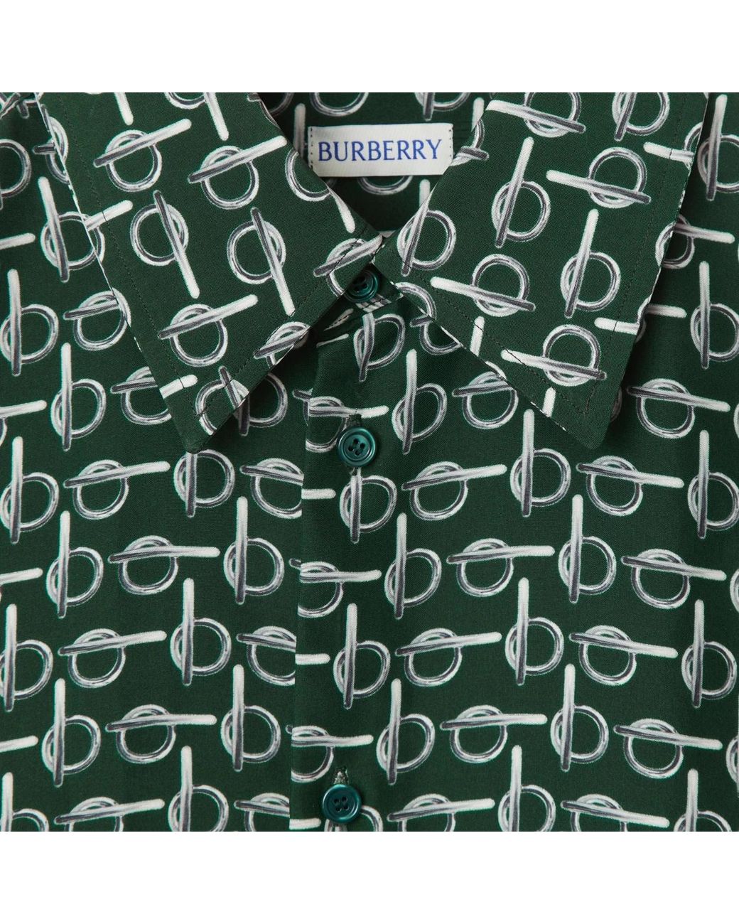 Burberry Green Monogram Printed Long Sleeved Shirt