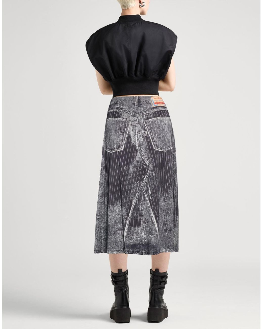 DIESEL Gray Two-Tone Spliced Umbrella Skirt