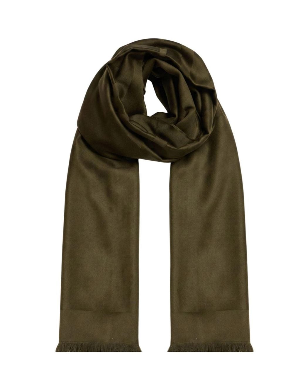 Saint Laurent Green Solid-Color Wool Scarf