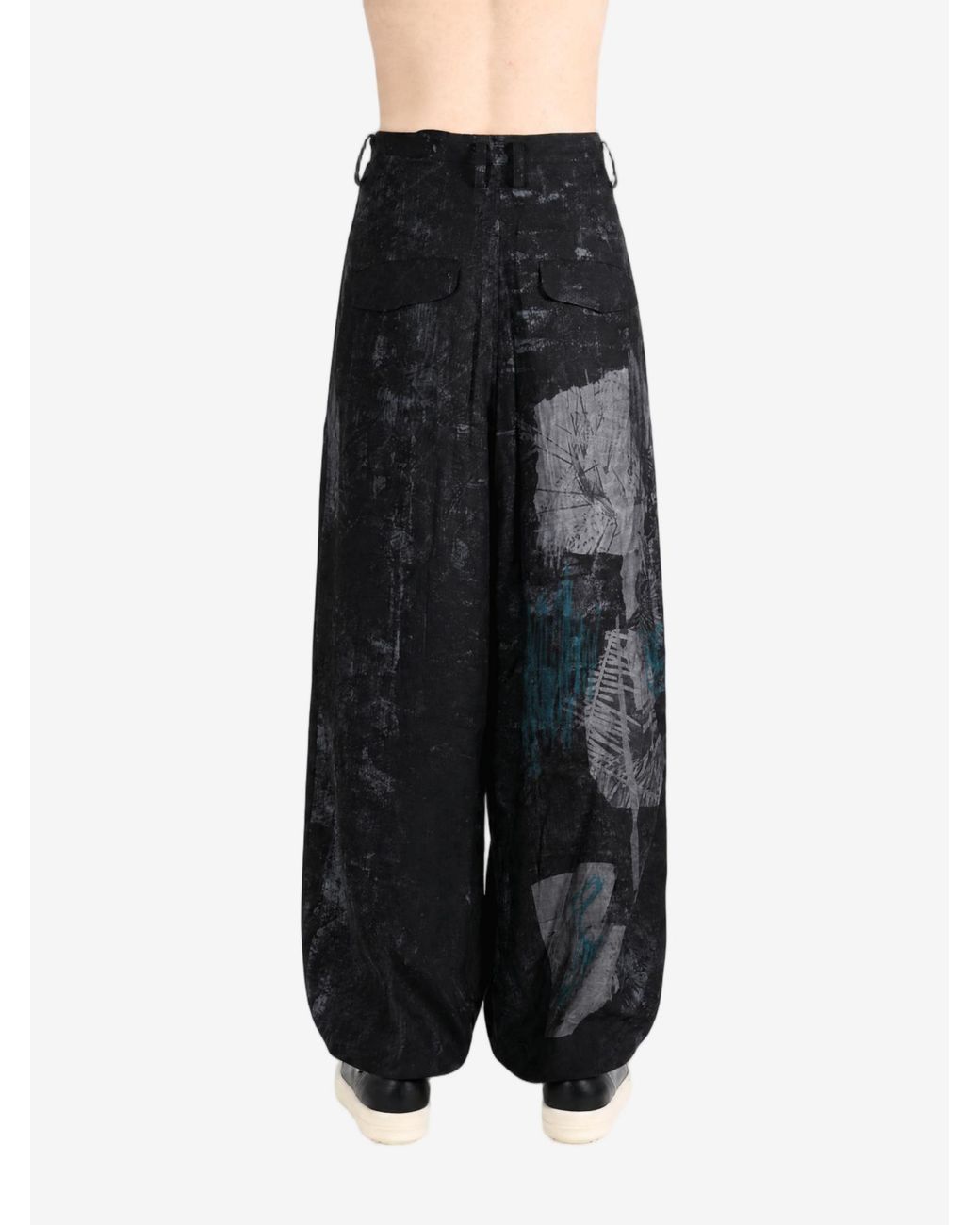 Y's Yohji Yamamoto Gray Cupro-Dungaree Twill Gather Pants