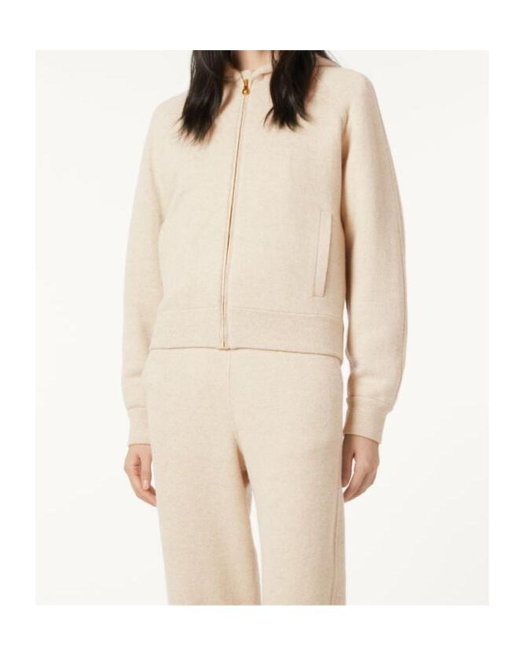 Loro Piana Natural Brienno Zip-Up Knit Hoodie