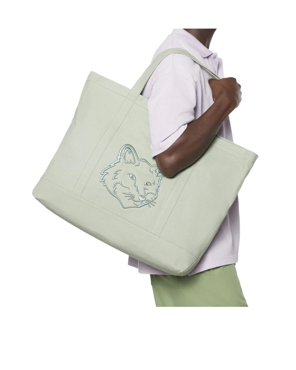 Maison Kitsuné Gray Maison Kitsuné Fox Head Xl Tote Bag for men