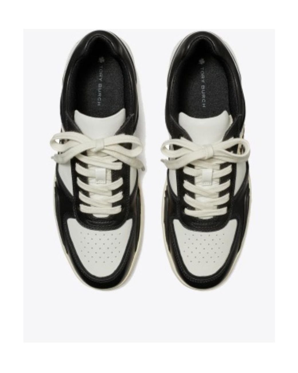 Tory Burch Black Clover Court Lace Up Low Top Sneakers