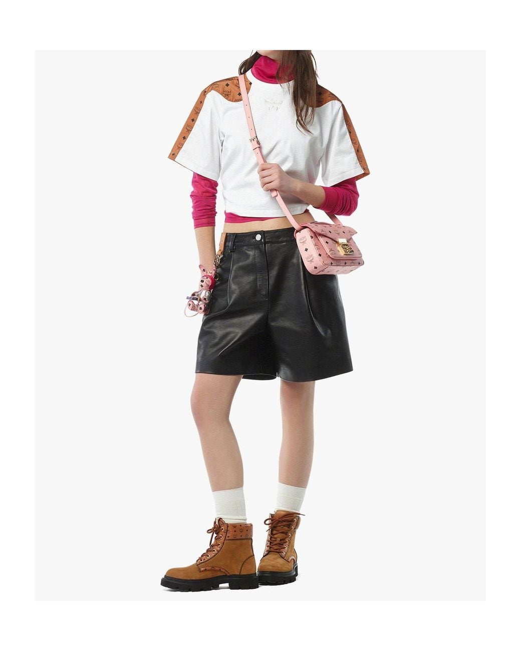 MCM Pink Monogram Flap Crossbody Bag