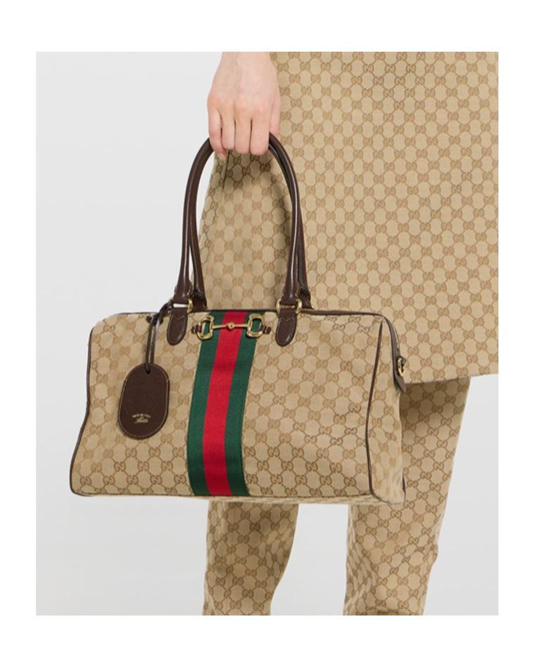 Gucci Brown Borsetto Large Boston Bag