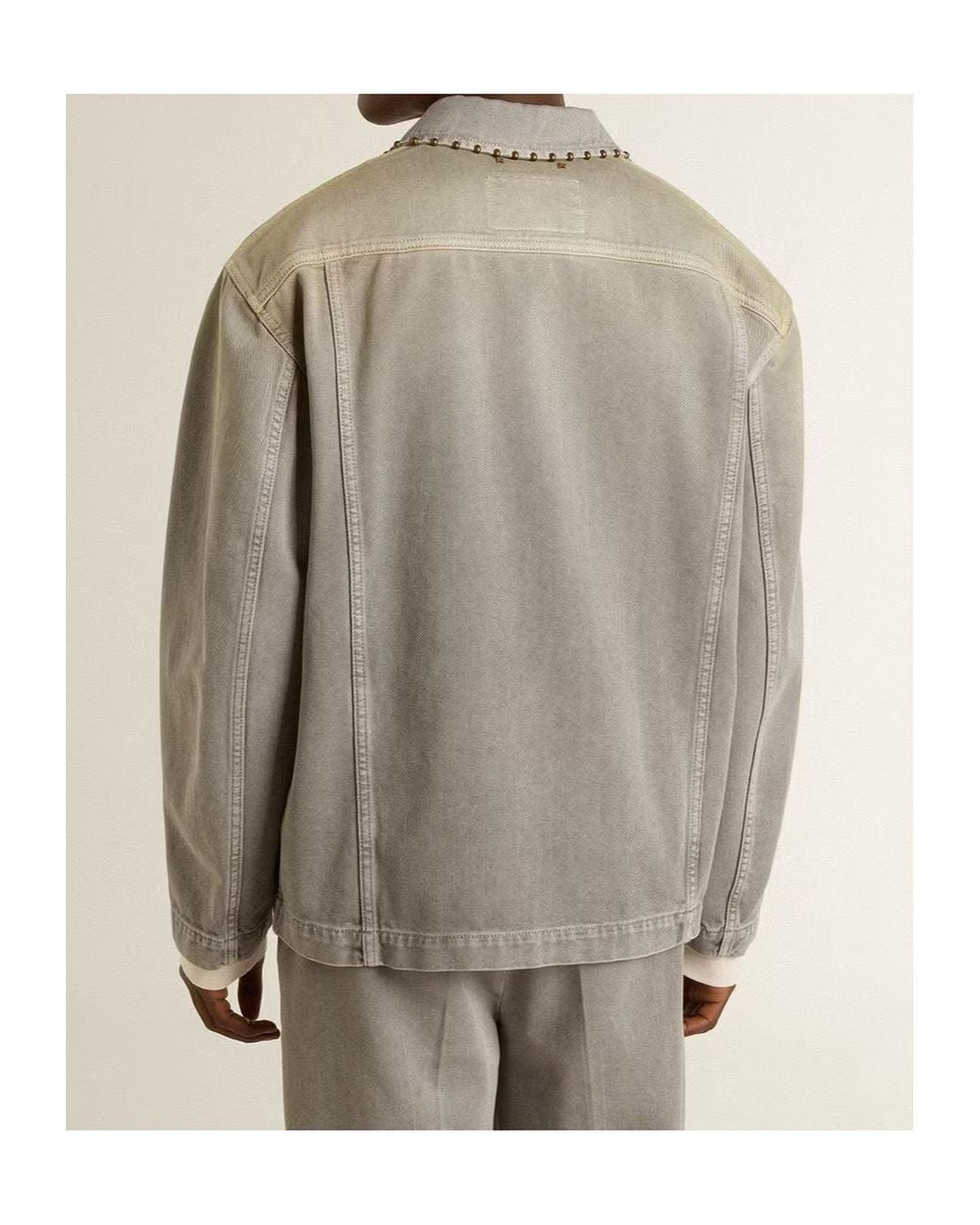 Golden Goose Deluxe Brand Gray Stud Embellished Denim Jacket for men