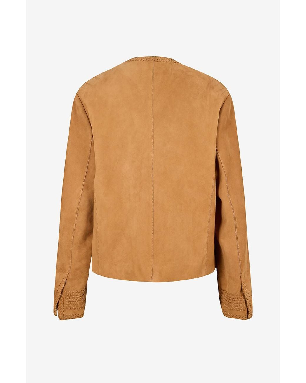 Ermanno Scervino Brown Long-Sleeved Leather Jacket