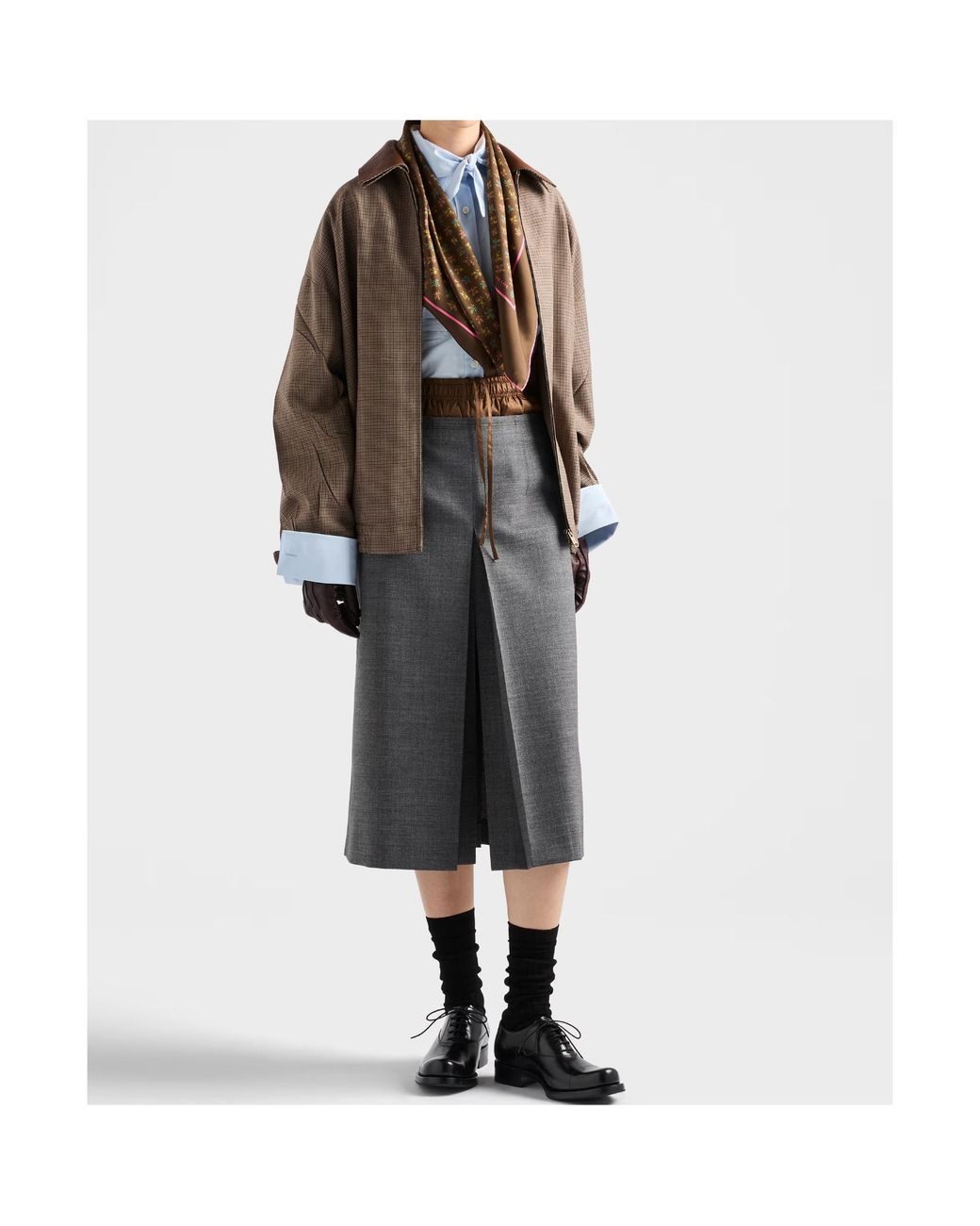 Prada Brown Embroidered Checked Jacket