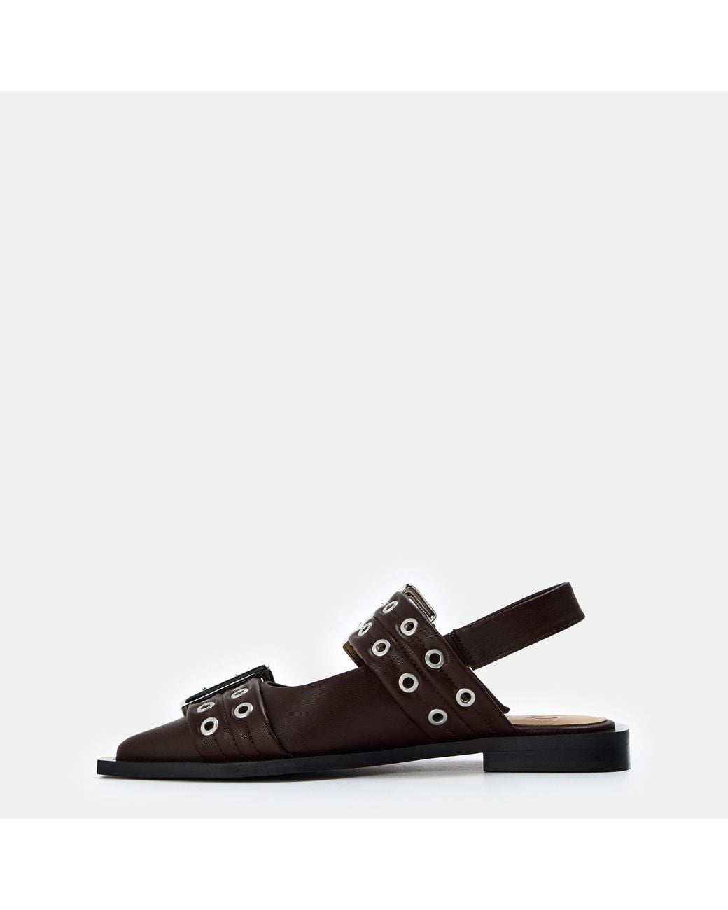 Ganni Black Leather Slingback Flat Mules