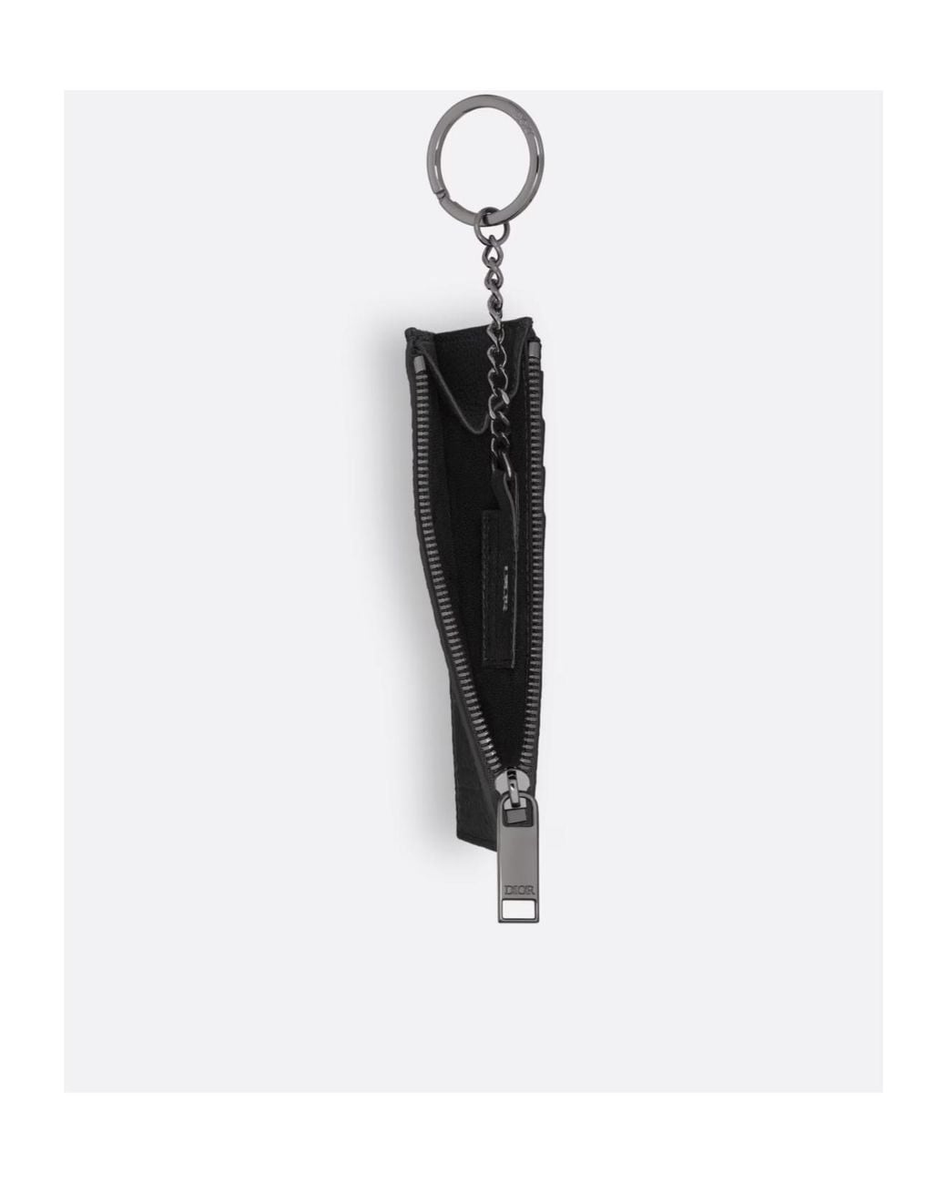 Dior Black Zipped Card Holder With Split Ring for men