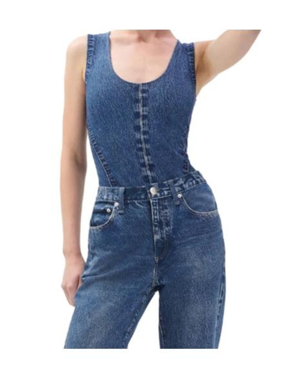 Rag & Bone Blue Sleeveless Bodysuit