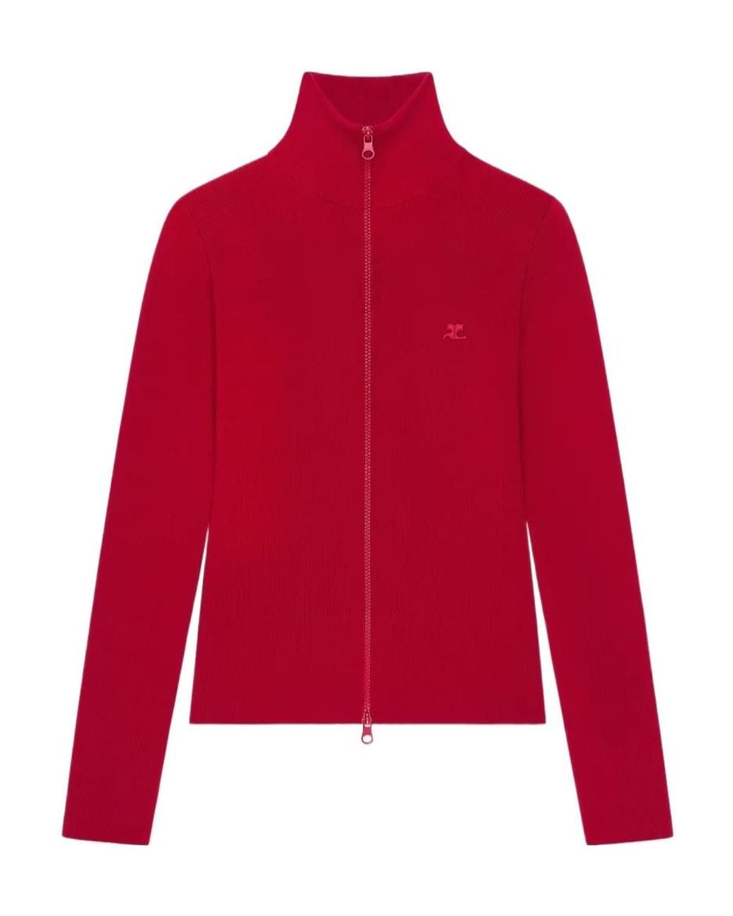Courreges Red Courrèges Zip-Up Knitted Sweater