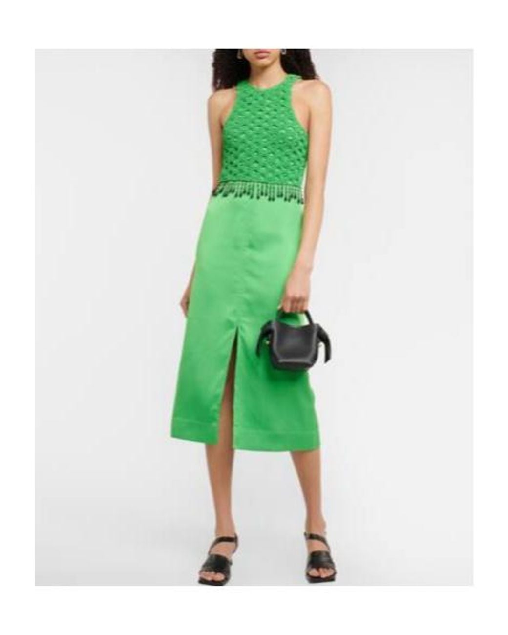 Ganni Green Satin Dress