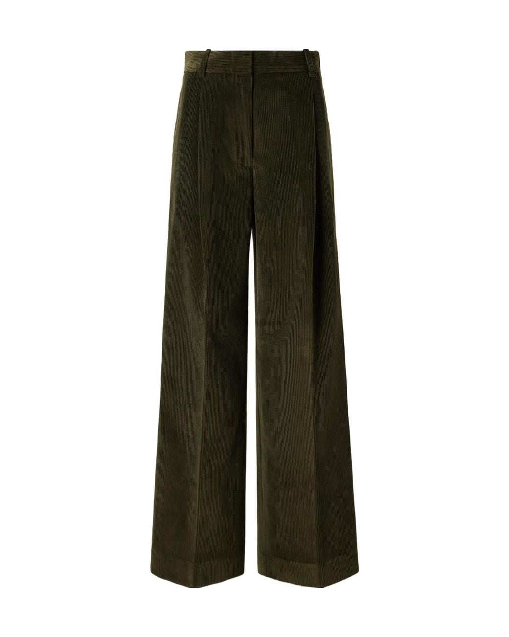 Rohe Green Ted Cotton-Corduroy Wide-Leg Pants