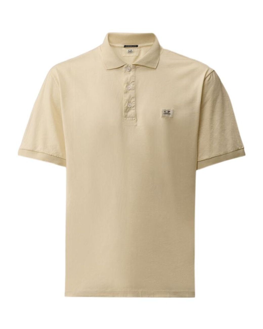 C P Company Natural Logo Patch Short Sleeve Polo Shirt for men