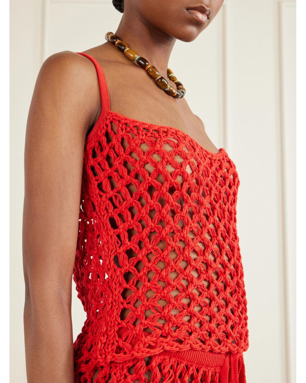 Haight Red Open-Knit Tank