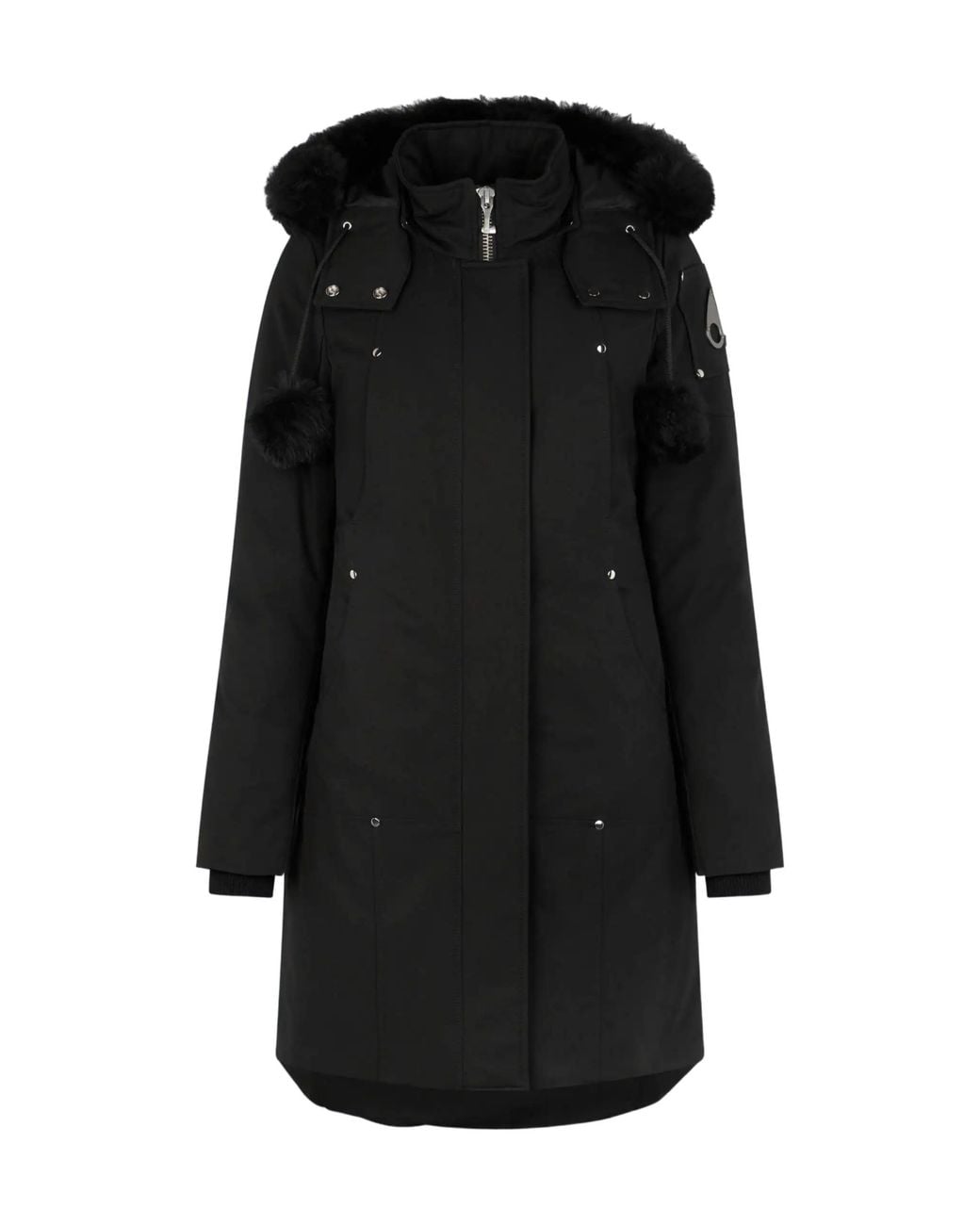 Moose Knuckles Black Logo Plaque Hooded Down Parka