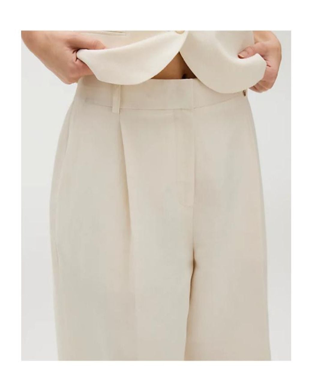 Calvin Klein Natural Structured Pleated Pants