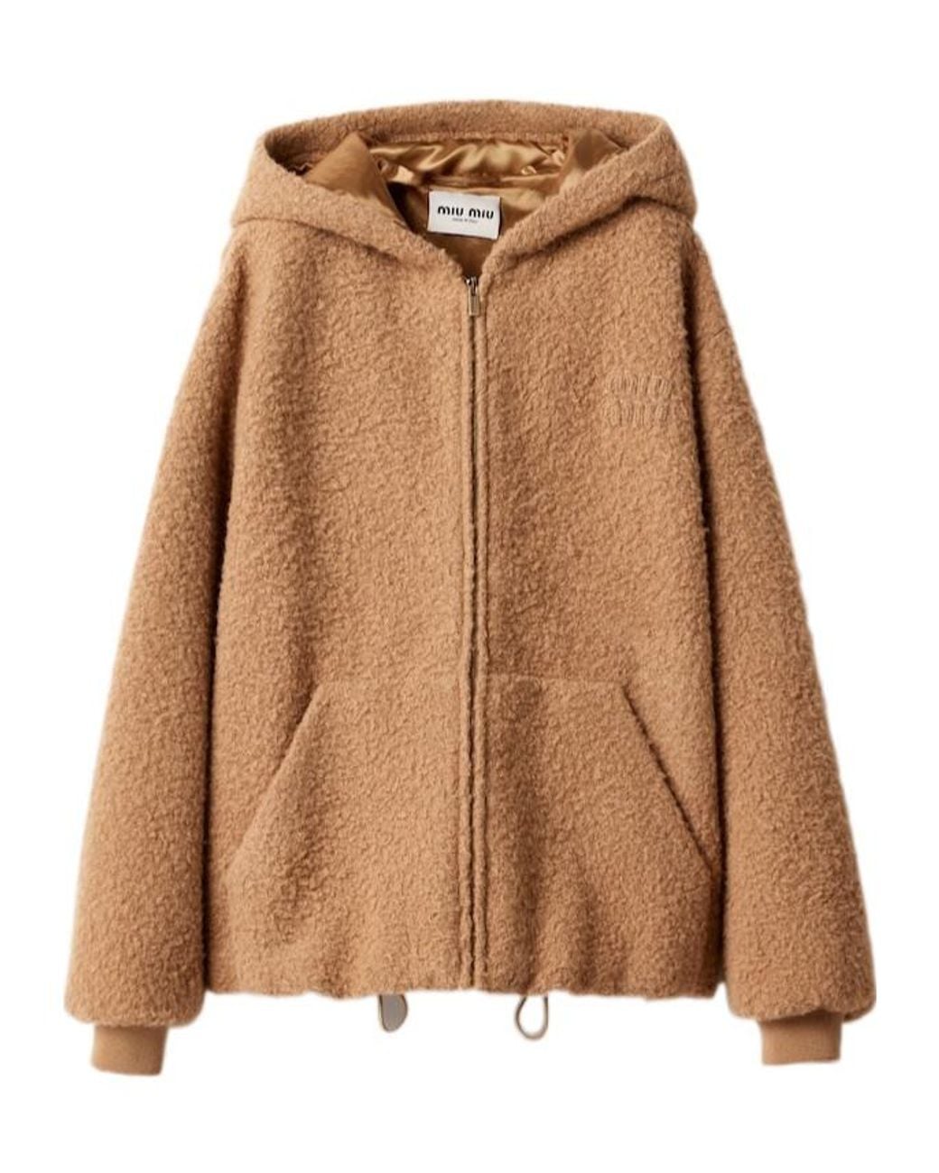 Miu Miu Brown Pile Hoodie Jacket