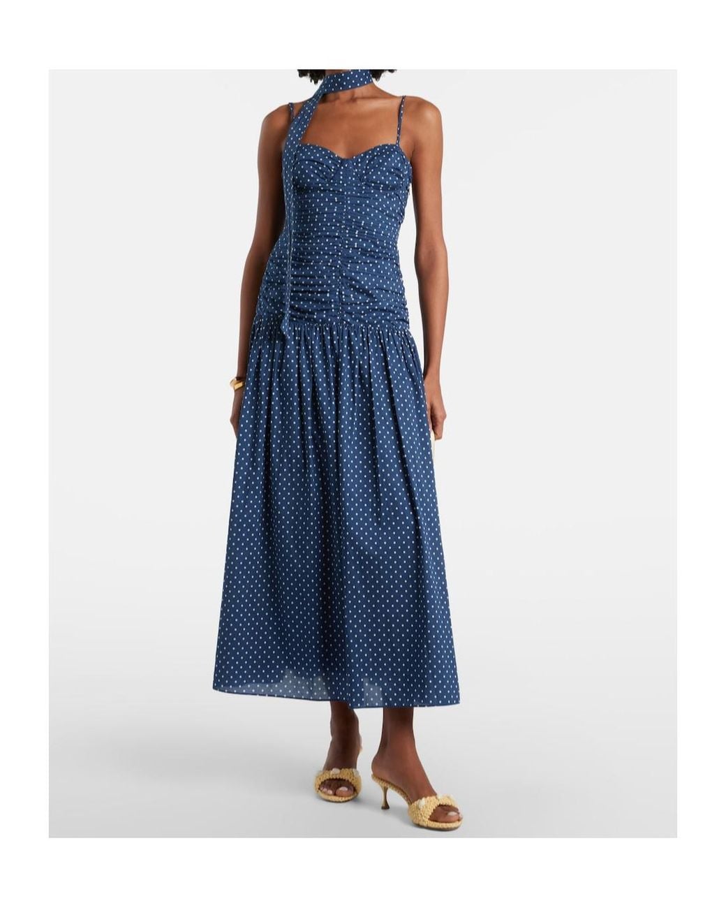 Posse Blue Edie Polka-Dot Maxi Dress