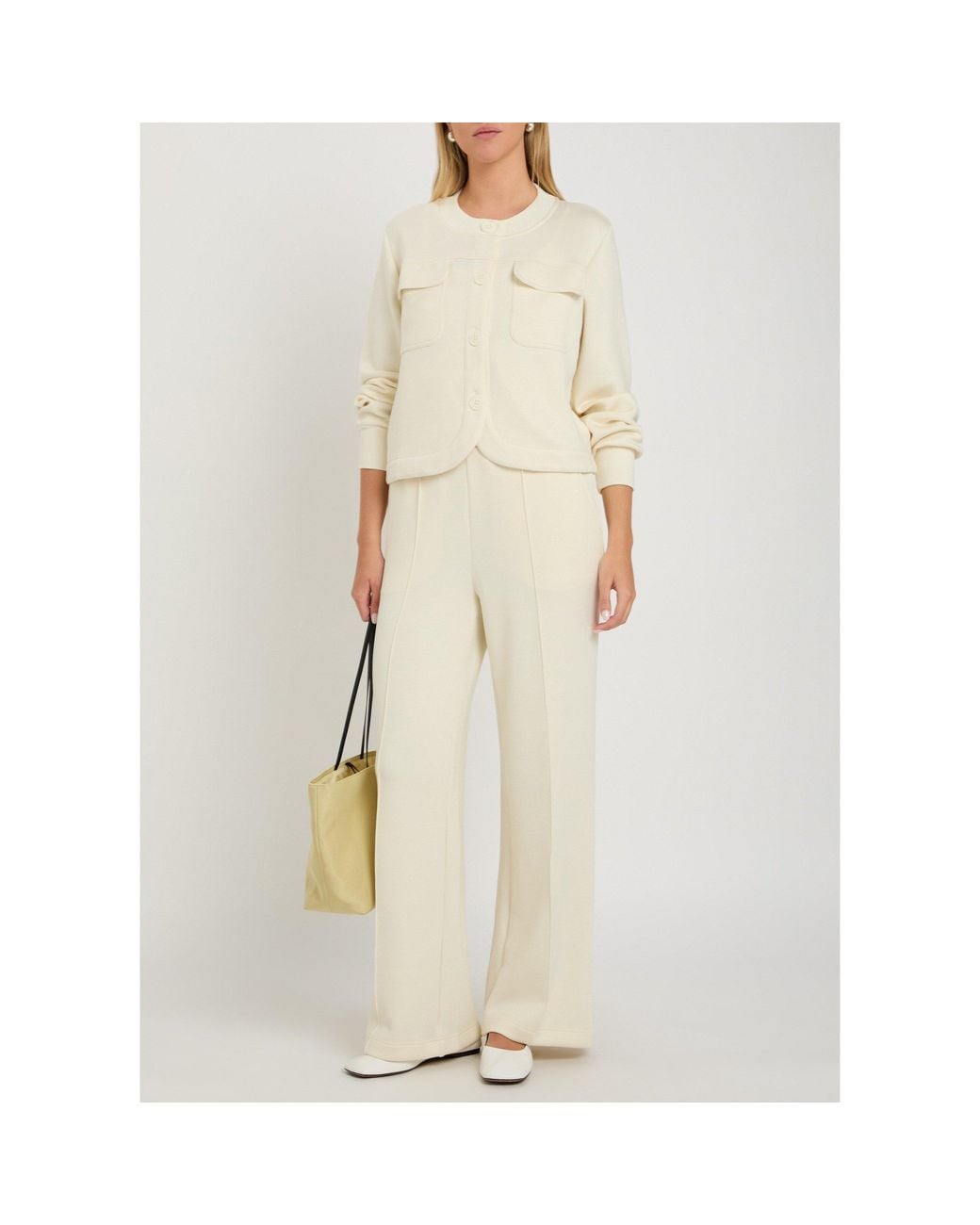 Varley White Stretch-Jersey Cardigan